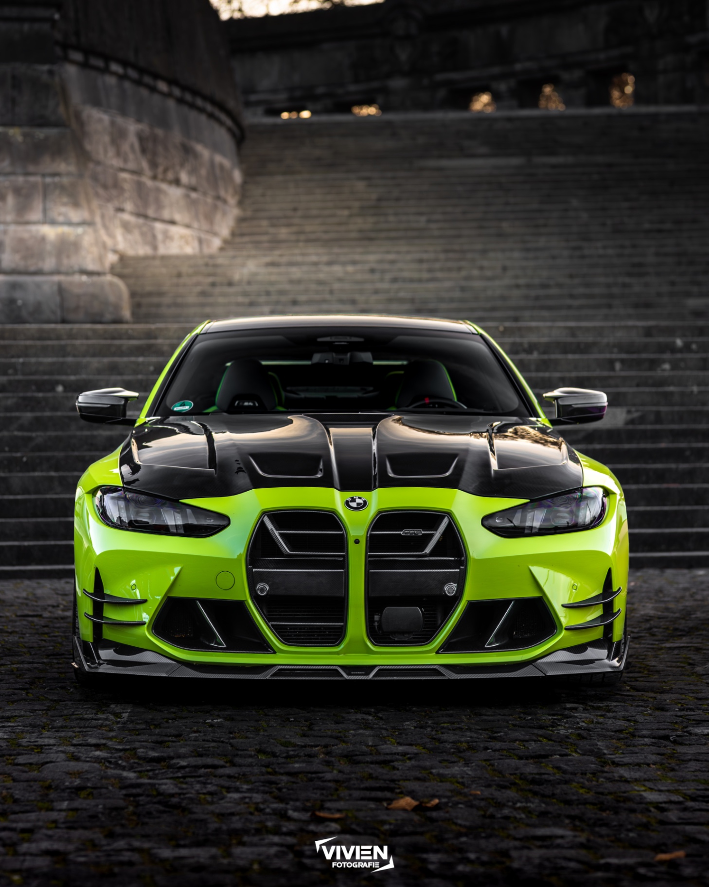 BMW M4 · Sao Paulo Yellow Wrap · Carbon Hood