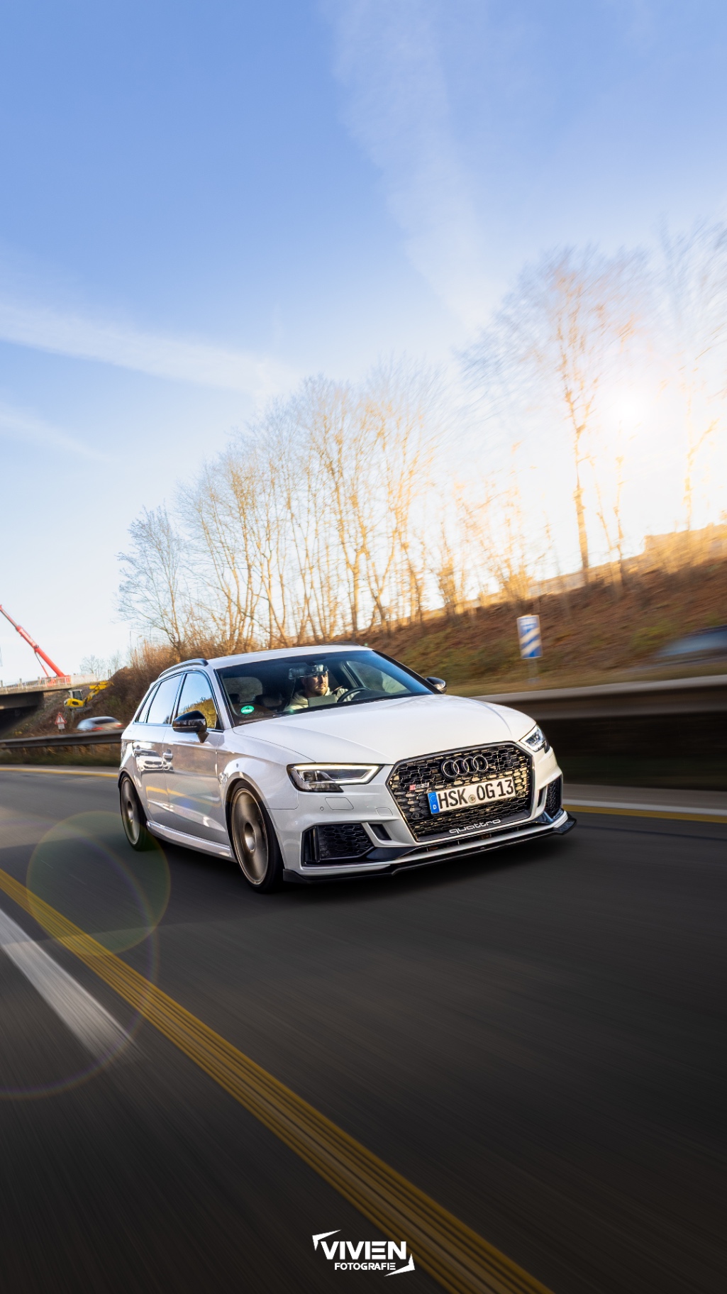 Audi RS3 Sportback · Glacier White · Rolling Shot